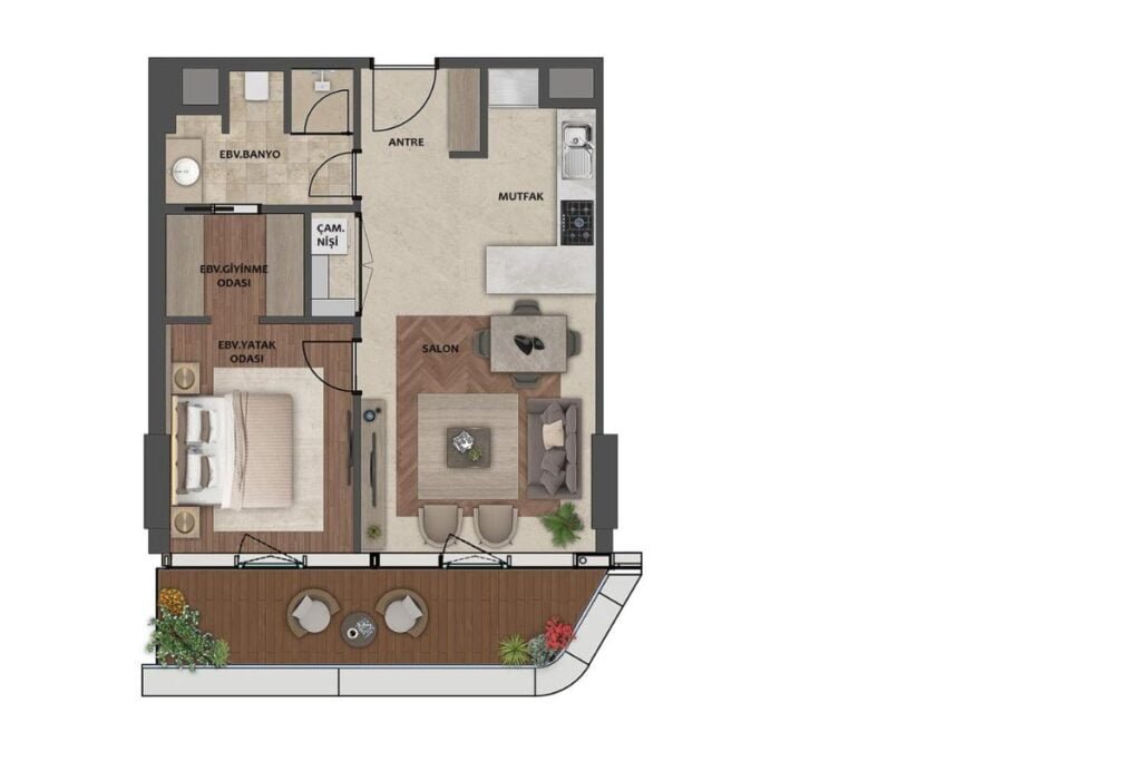 Yedi Mavi Floor Plan 1+1