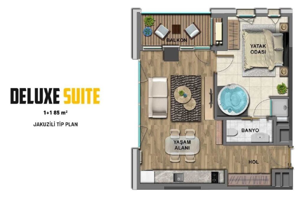 Superior Suits Kordon floor plan 1+1