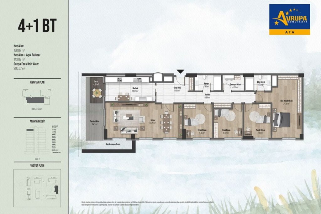 Avrupa Konutlari Ata 4+1 Floor Plan