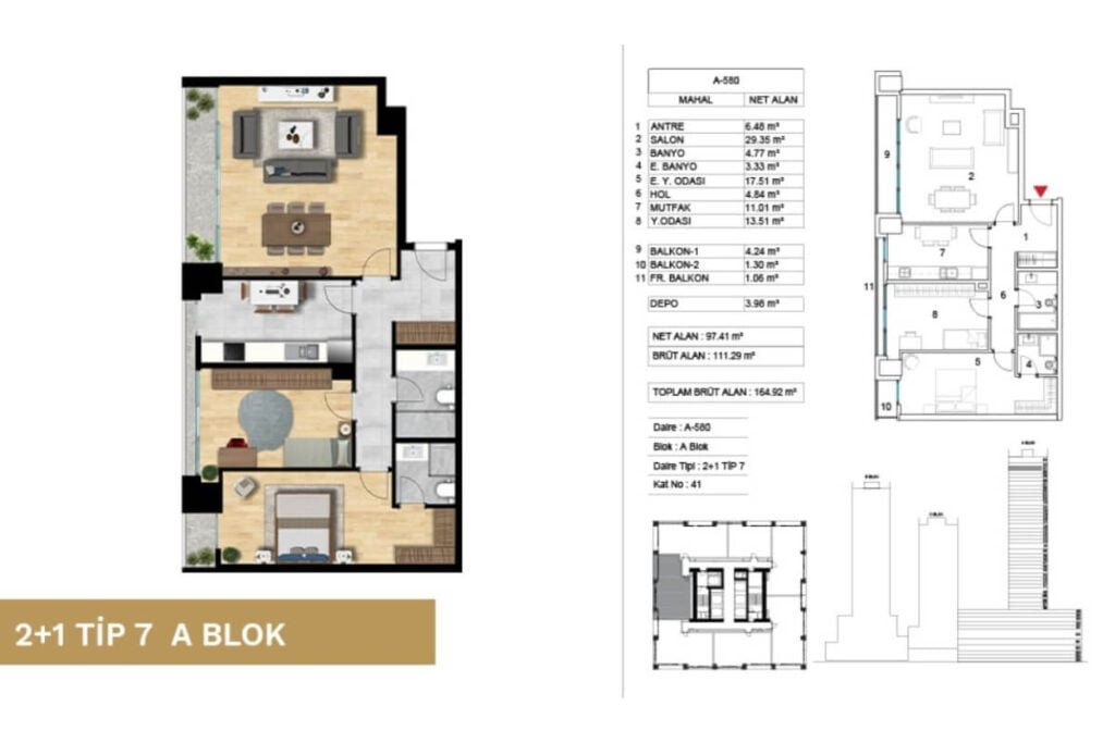 Atasehir modern Floor Plan 2+1