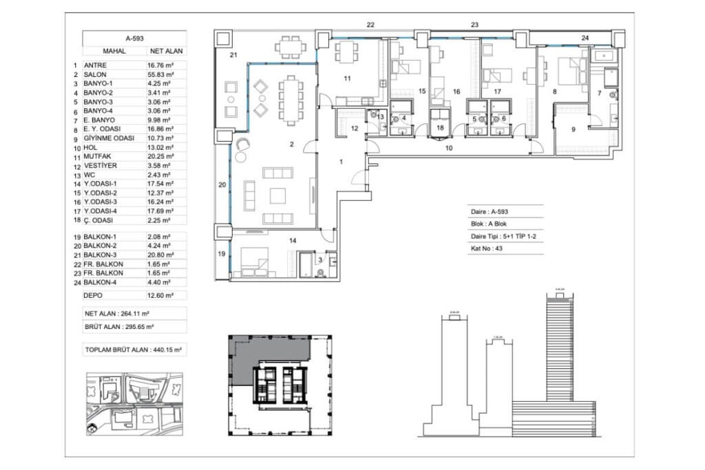 Atasehir modern Floor Plan 5+1