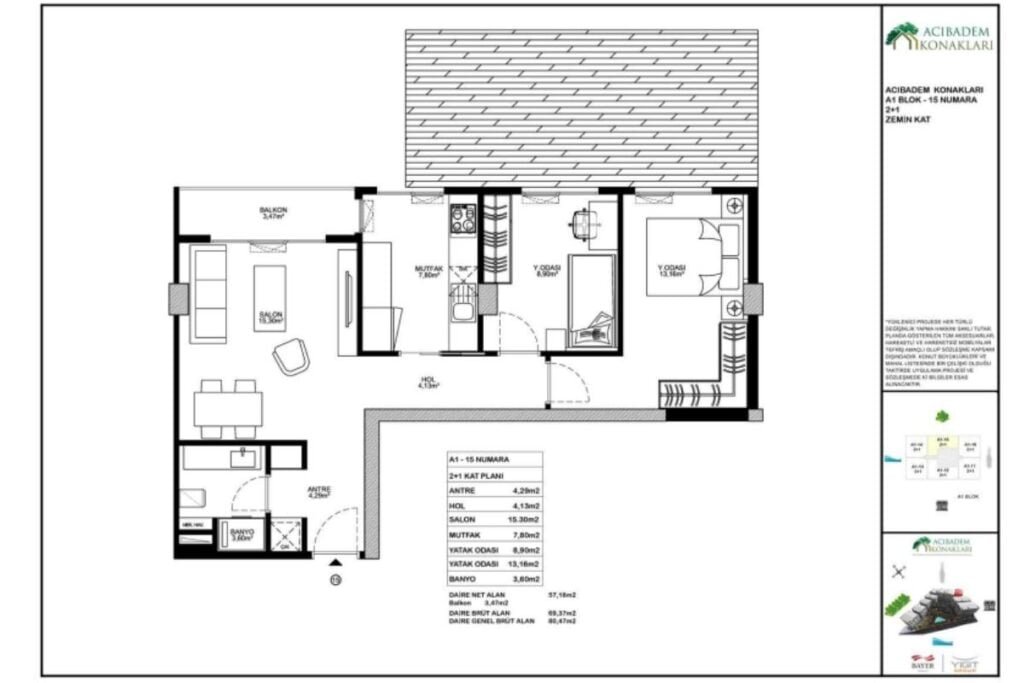 Acibadem Konaklari 2+1 Floor Plan