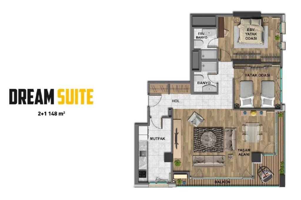 Superior Suits Kordon floor plan 2+1