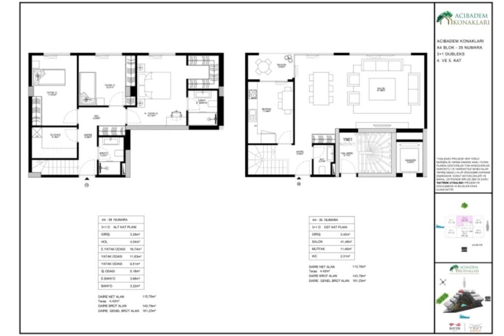 Acibadem Konaklari 3+1 Floor Plan