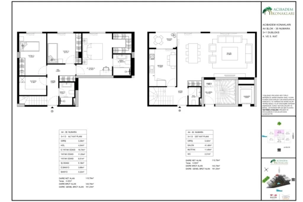 Acibadem Konaklari 3+1 Floor Plan