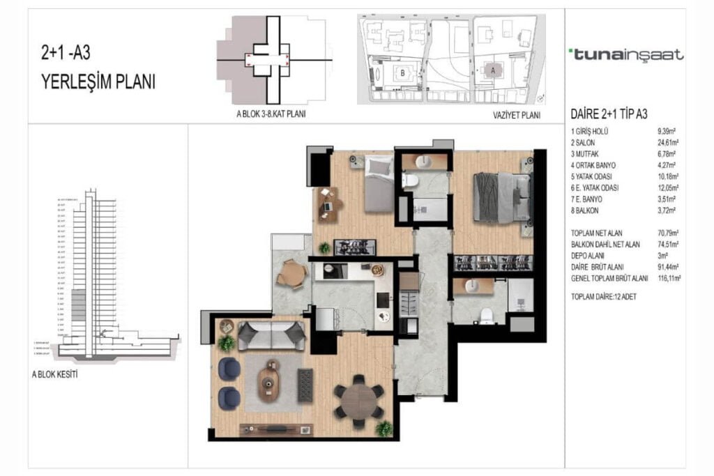 Tuna Park Atasehir Floor Plan 2+1