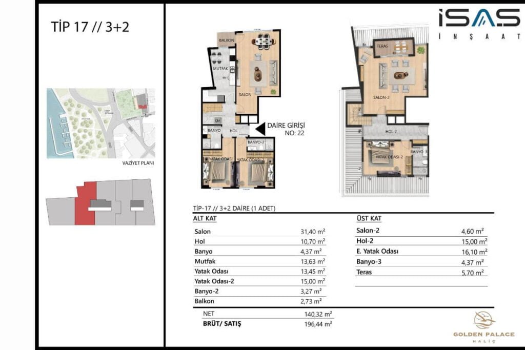 Golden Palace Halic Floor Plan 3+2