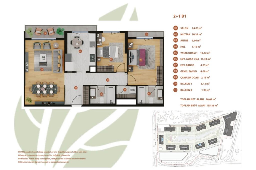 Rams Garden Bahcelievler Floor Plan2+1