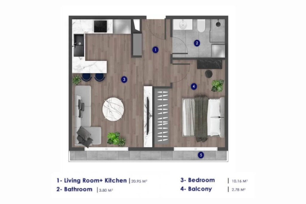 Sense Levent 1+1 Floor Plan