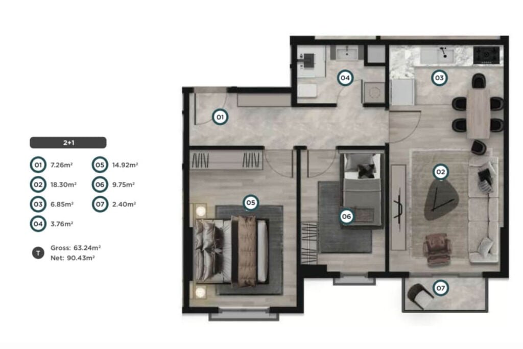 The KA Housing Floor Plan 2+1