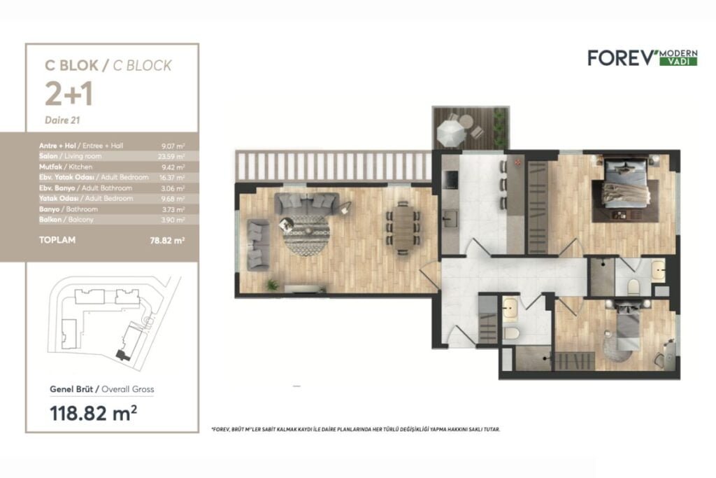 Forev Modern Vadi 2+1 Floor Plan