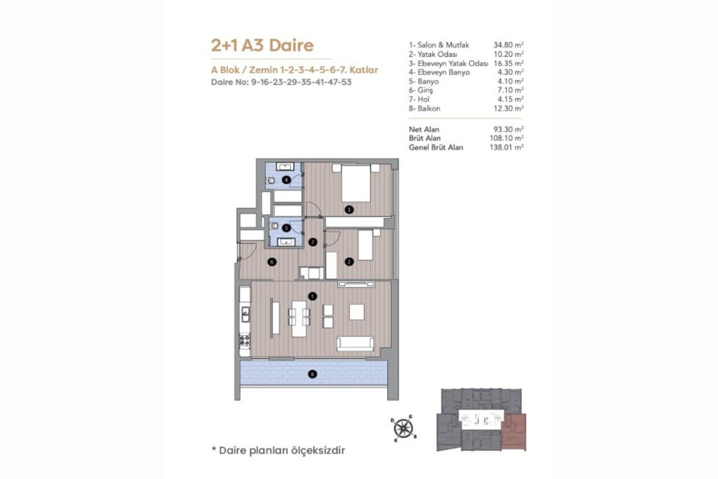 Polat Fulya 2+1 Floor Plan