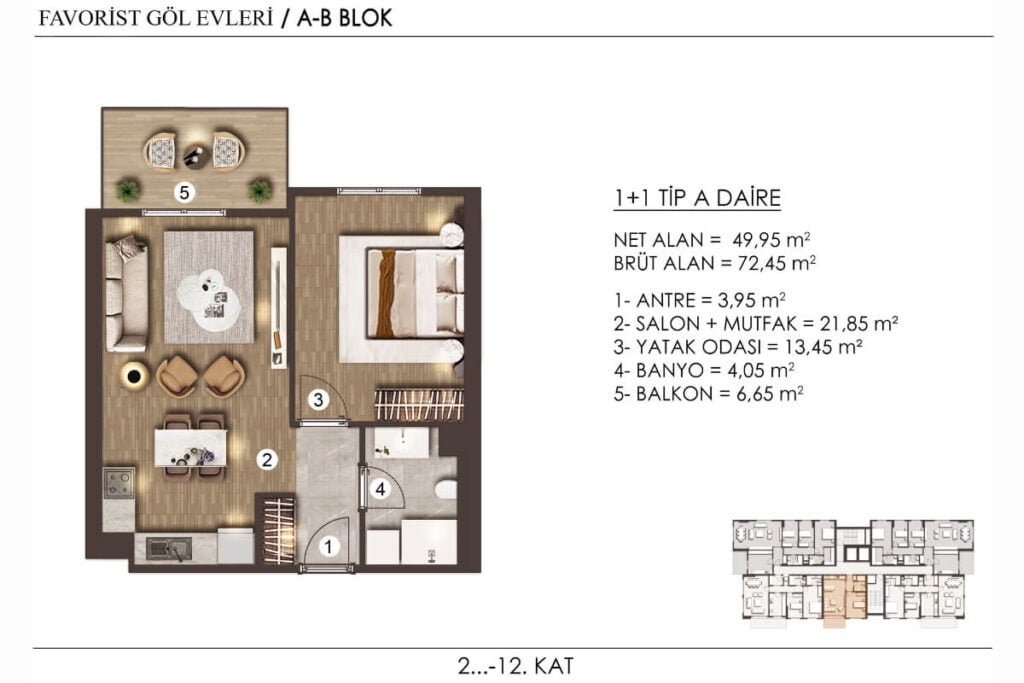 Favorist Panorama 1+1 Floor Plan