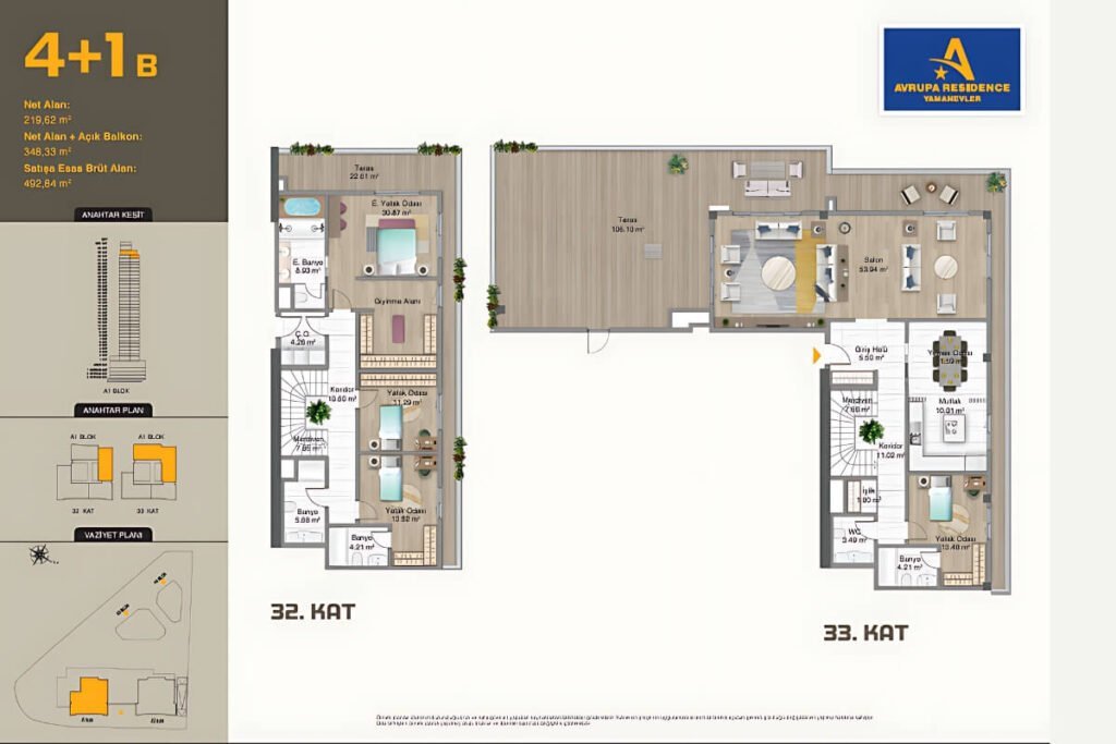 Avrupa Konutlari Yamanevler 4+1 Floor Plan