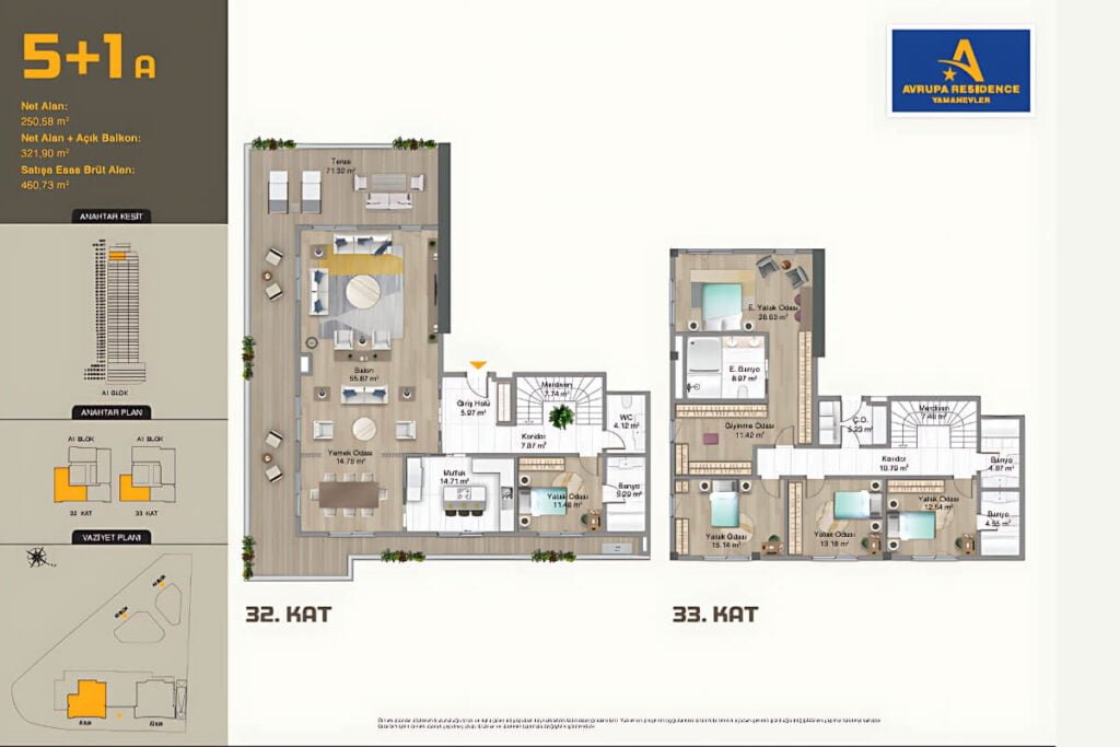 Avrupa Konutlari Yamanevler 5+1 Floor Plan