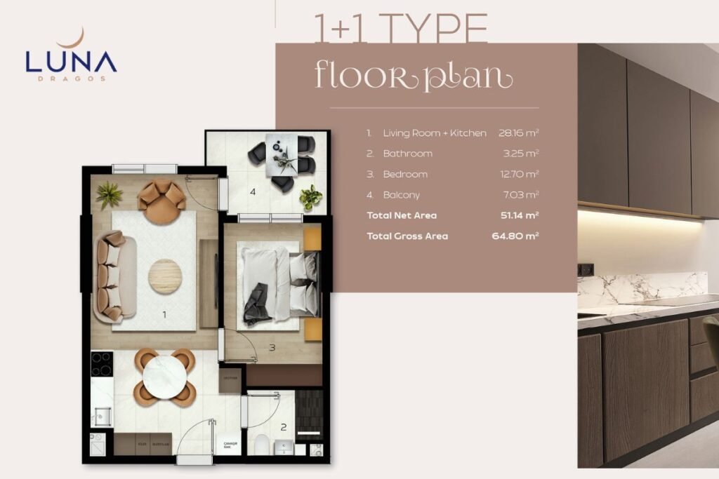 Luna Dragos Floor Plan 1+1