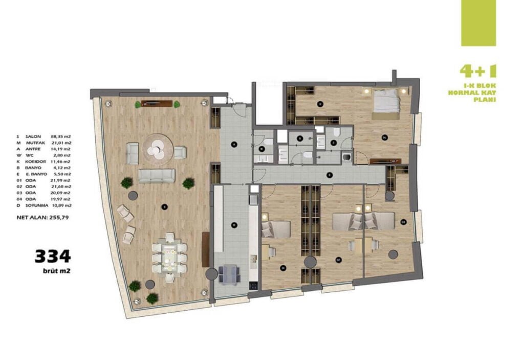 Kosuyolu Koru Evleri 4+1 Floor Plan