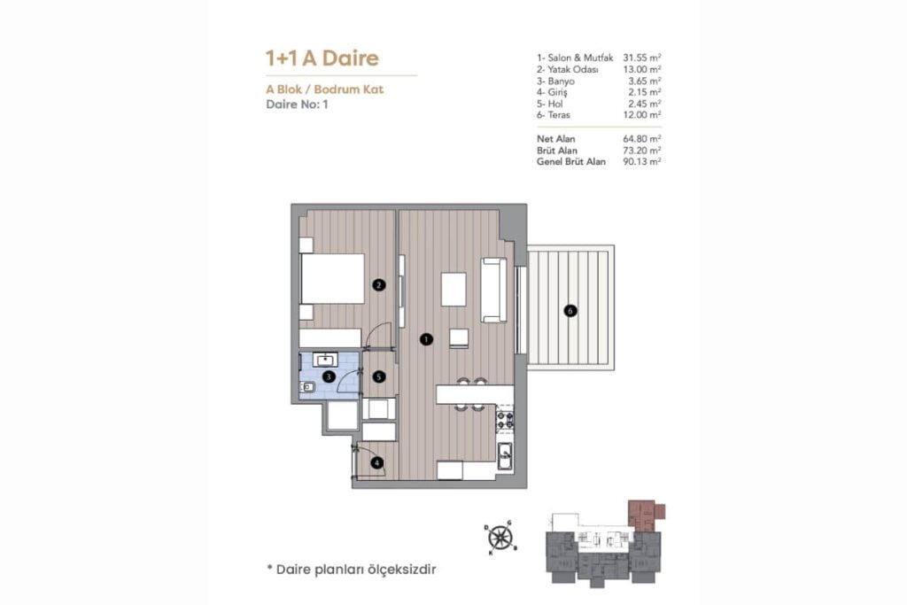 Polat Fulya 1+1 Floor Plan