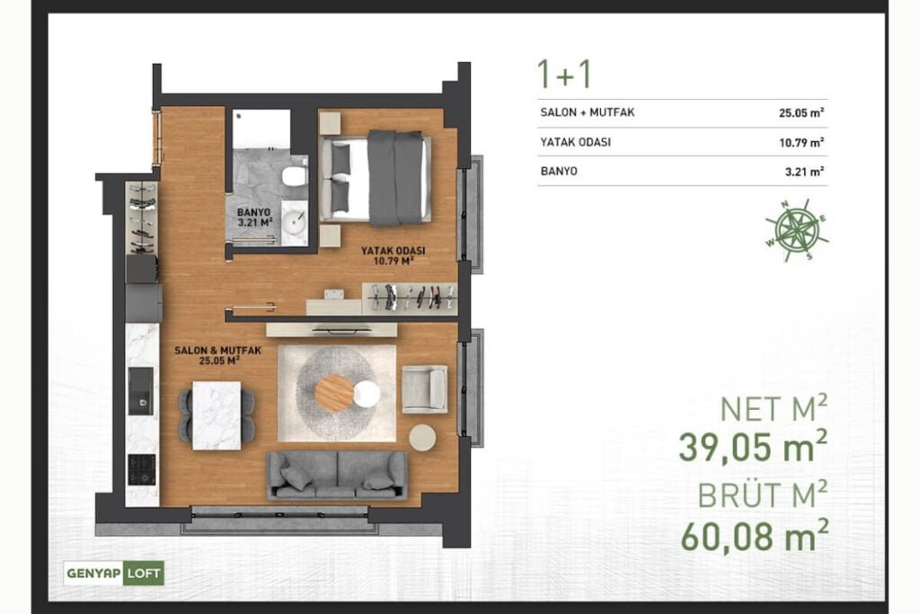 Genyap Loft 1+1 Floor Plan