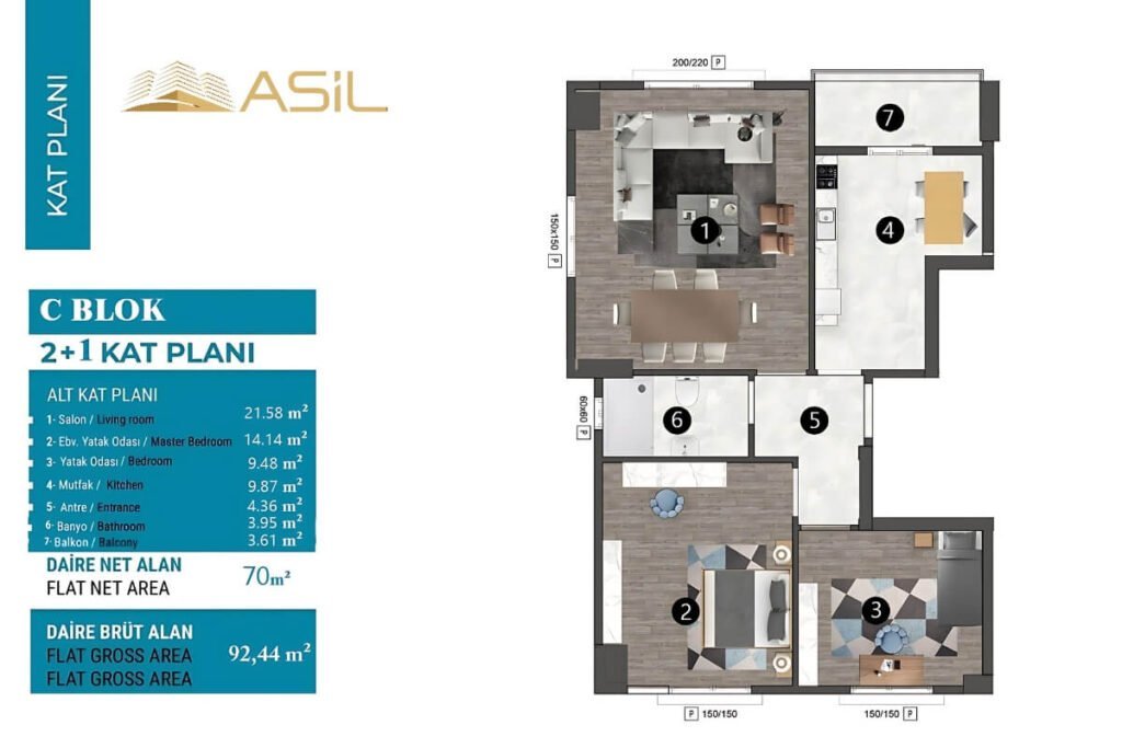 Sea Life 2+1 Floor Plan