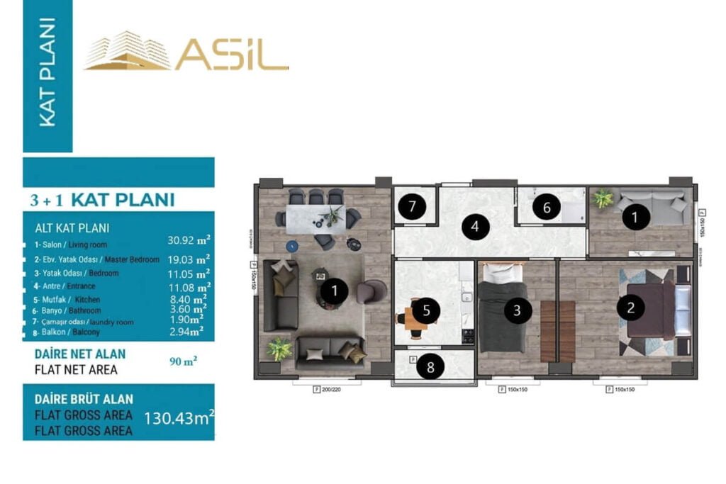 Sea Life 3+1 Floor Plan