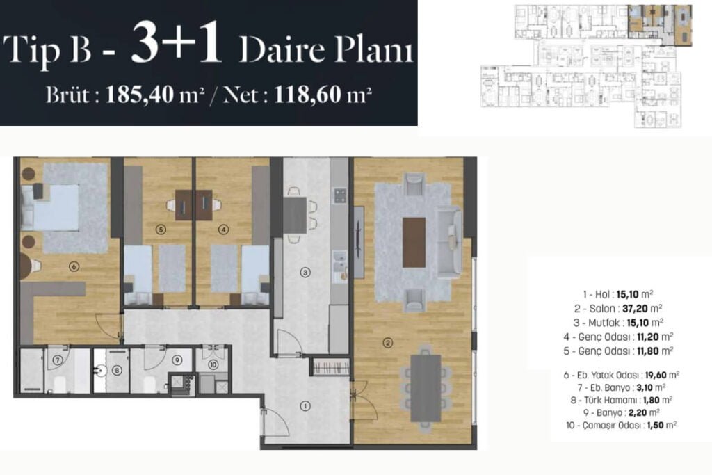 Lux Istanbul Floor Plan 3+1