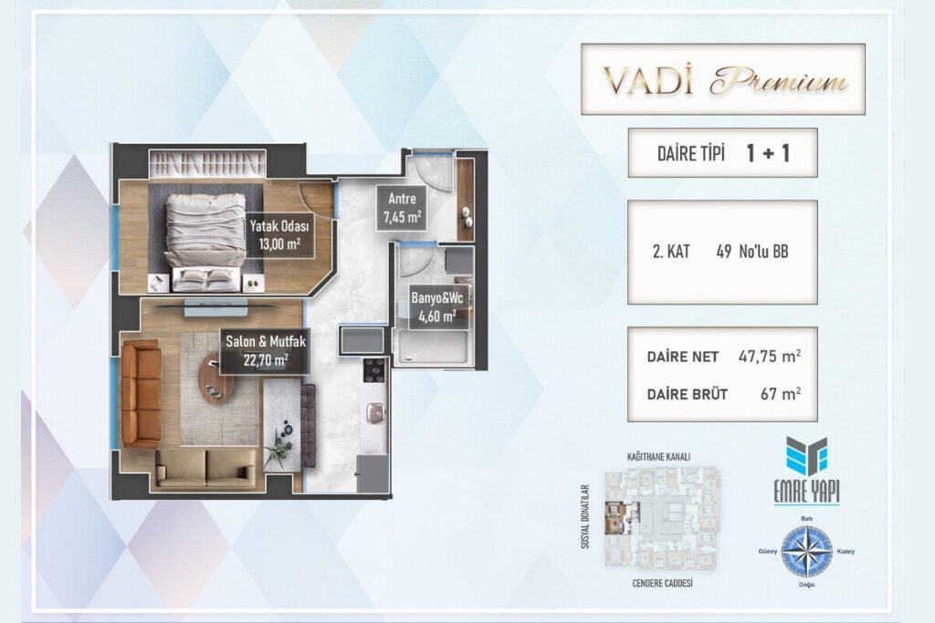 Vadi Premium 1+1 Floor Plan