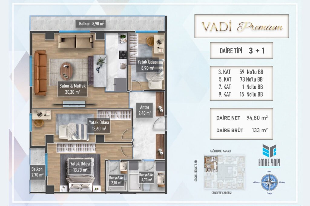 Vadi Premium 3+1 Floor Plan