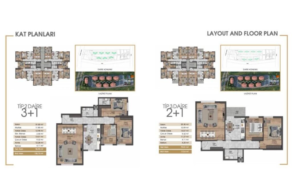Kilic Vadi Bahcesehir Floor Plans