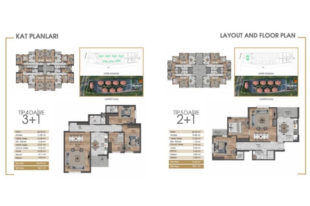 Kilic Vadi Bahcesehir Floor Plans