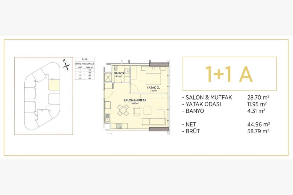 Uplife Kadikoy Floor Plan 1+1