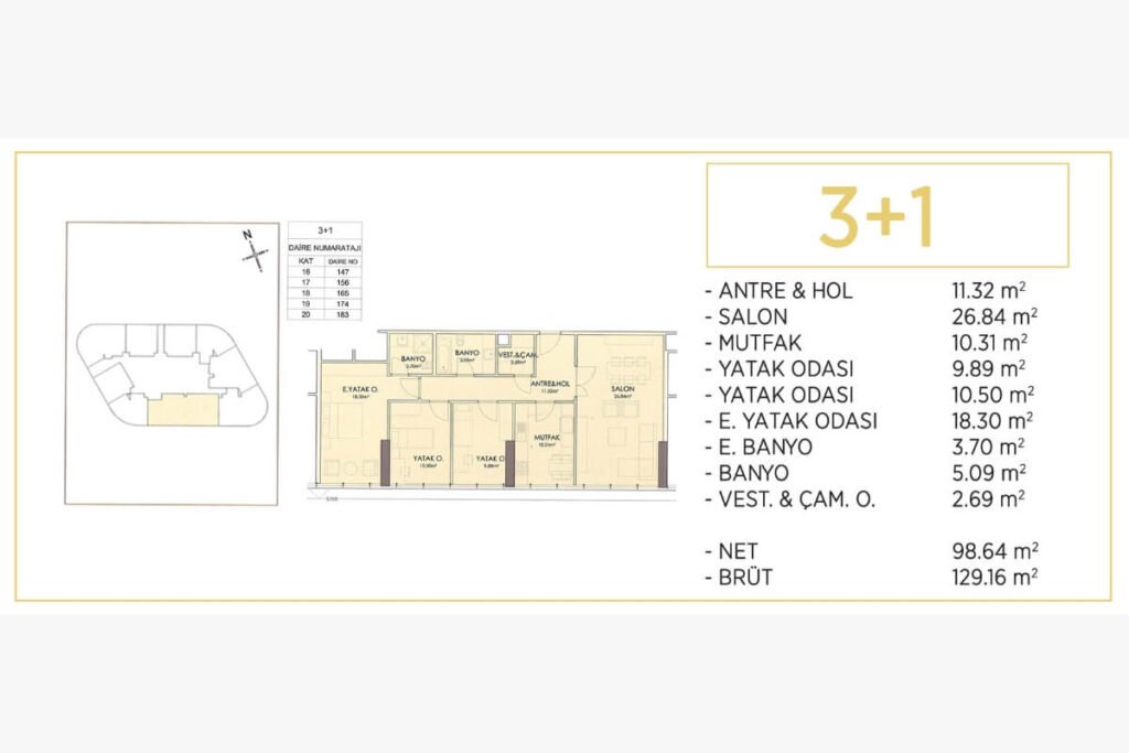 Uplife Kadikoy Floor Plan 3+1