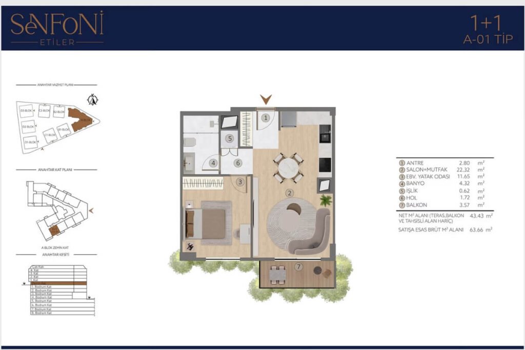 Senfoni Etiler 9 Senfoni Etiler 1+1 Floor Plan