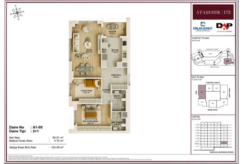 Atasehir 173 Floor Plan 2+1