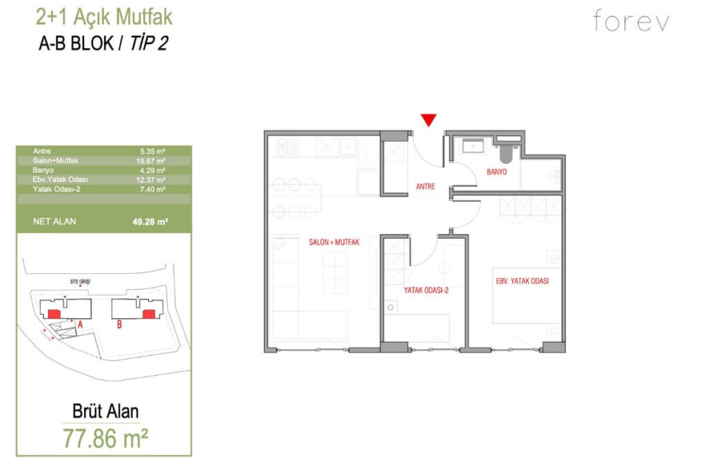 Forev Tem 2+1 Floor Plan