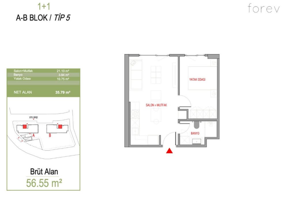 Forev Tem 1+1 Floor Plan
