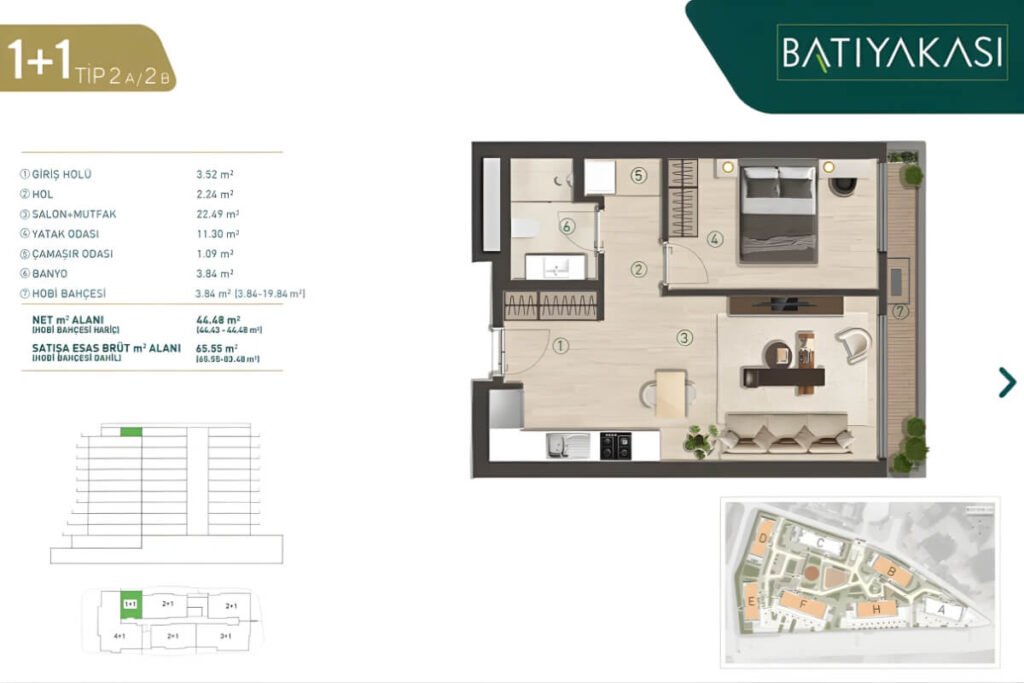 Batiyakasi Kartal 1+1 Floor Plan