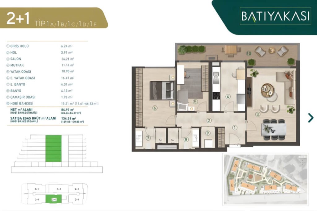 Batiyakasi Kartal 2+1 Floor Plan