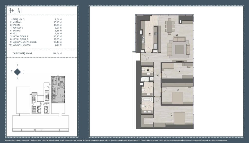 Torun Center Residences 3+1 A1 Floor Plan