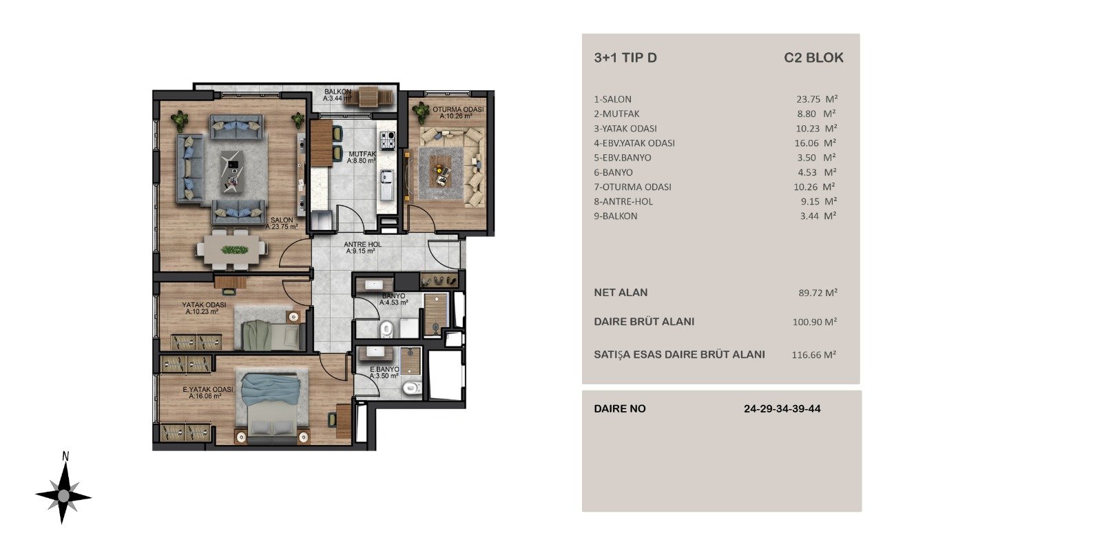 Kirlangic Evleri 3+1 Floor Plan