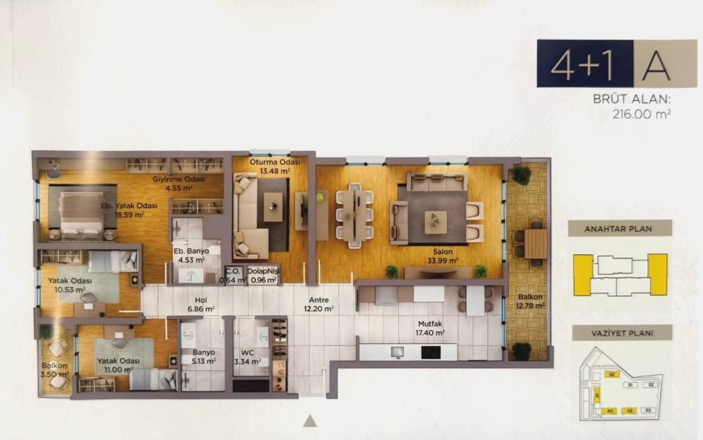 Bizim Evler 12 4+1 A planı