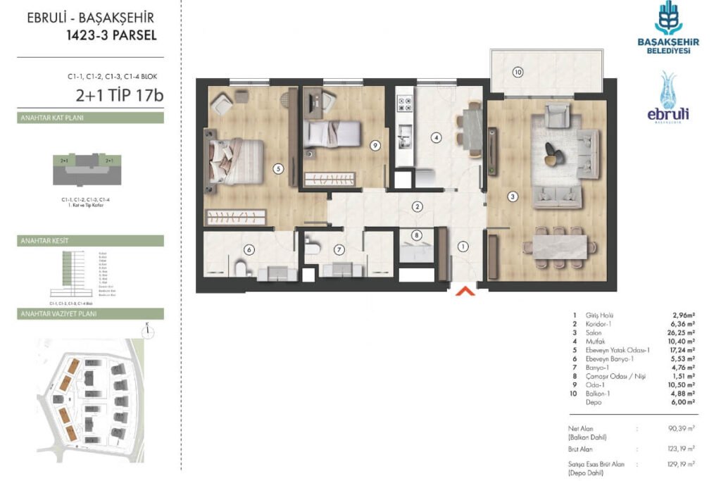 Ebruli Basaksehir 2+1 Floor plan