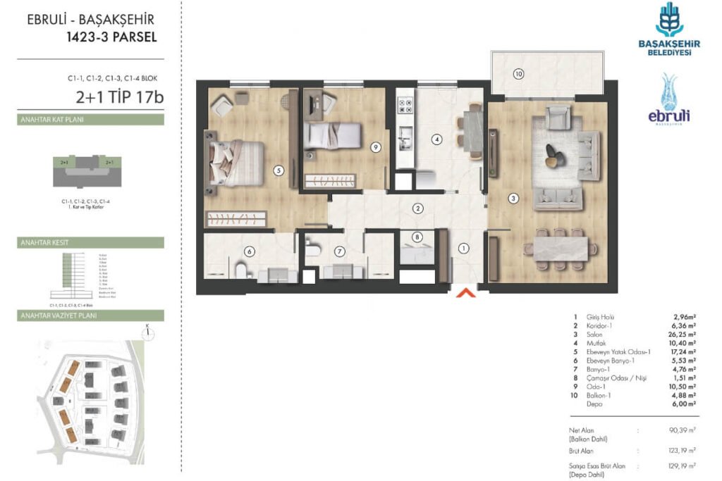 Ebruli Basaksehir 2+1 Floor plan