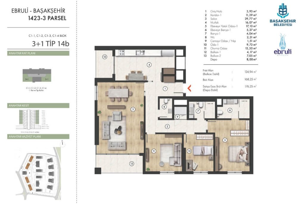 Ebruli Basaksehir 3+1 Floor plan
