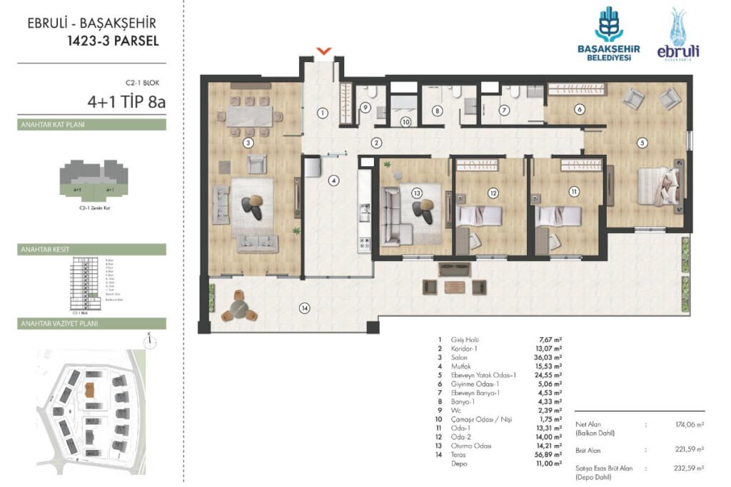 Ebruli Basaksehir 4+1 Floor plan
