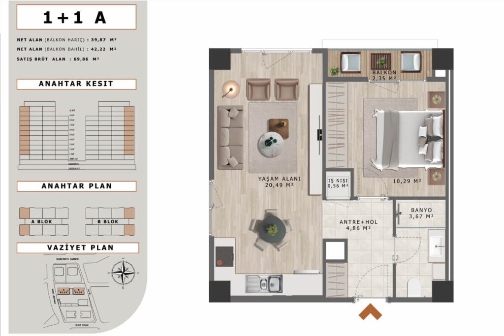 Bakirci Zenit Topkapi Floor Plan 1+1