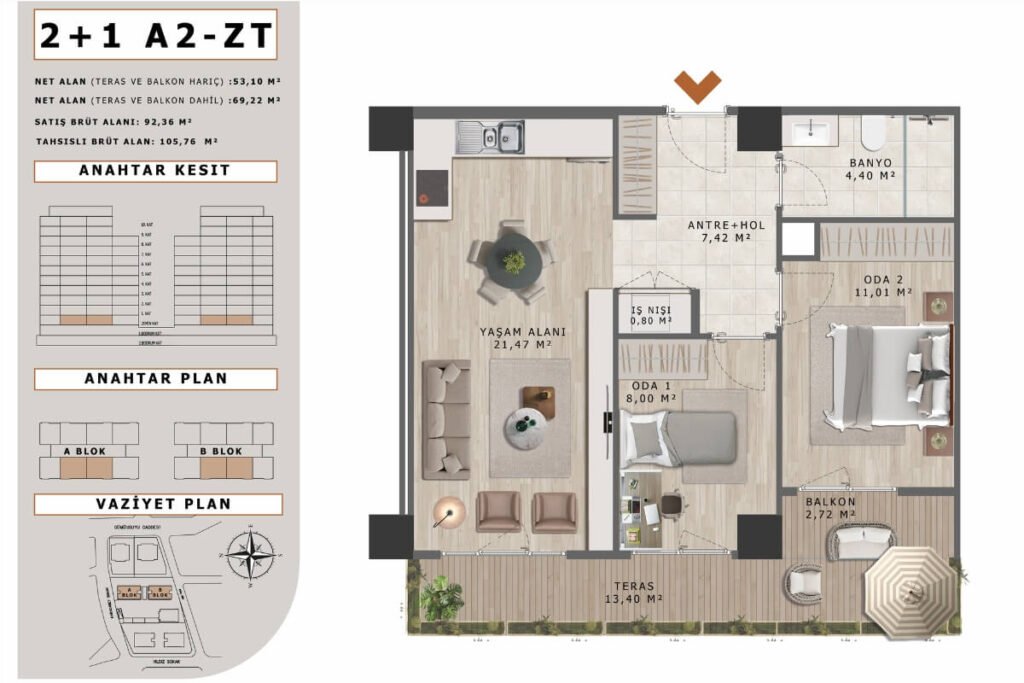 Bakirci Zenit Topkapi Floor Plan 2+1