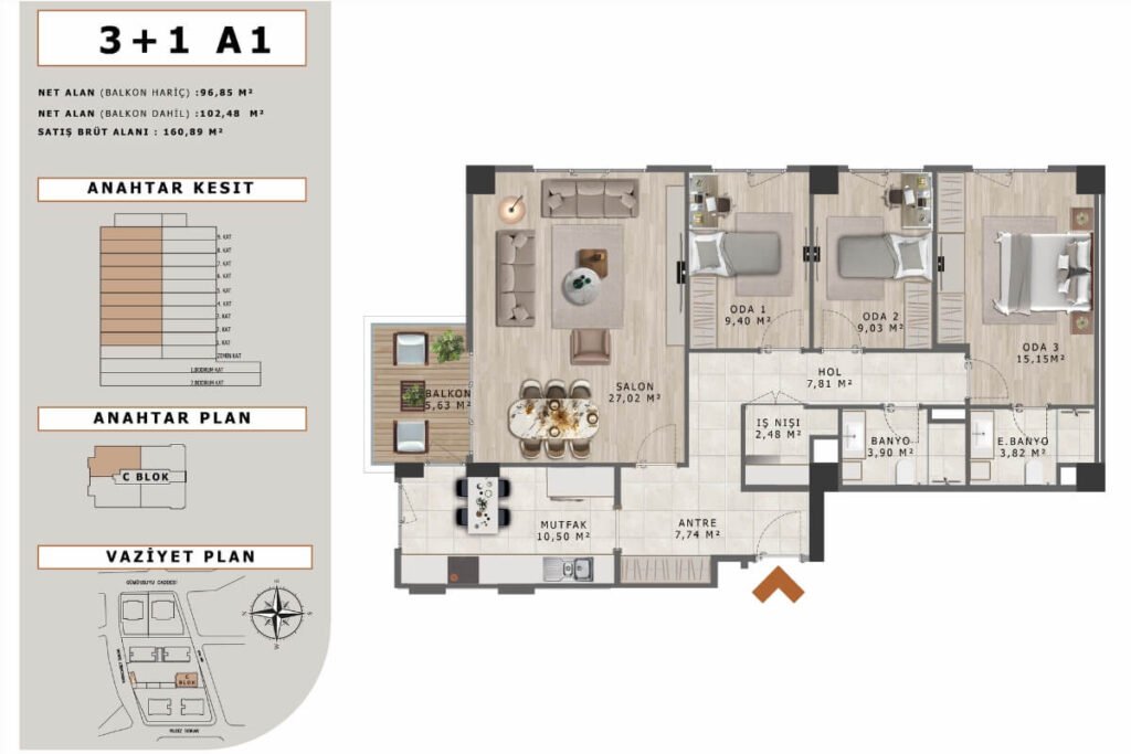 Bakirci Zenit Topkapi Floor Plan 3+1
