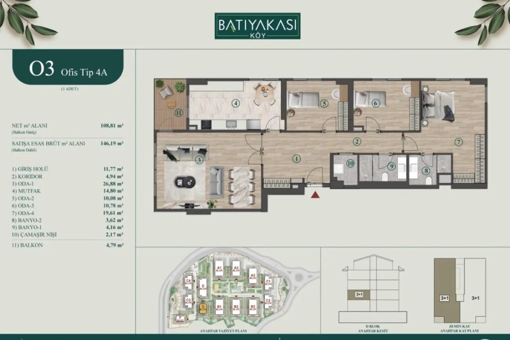 Batiyakasi Koy Floor Plan 3+1