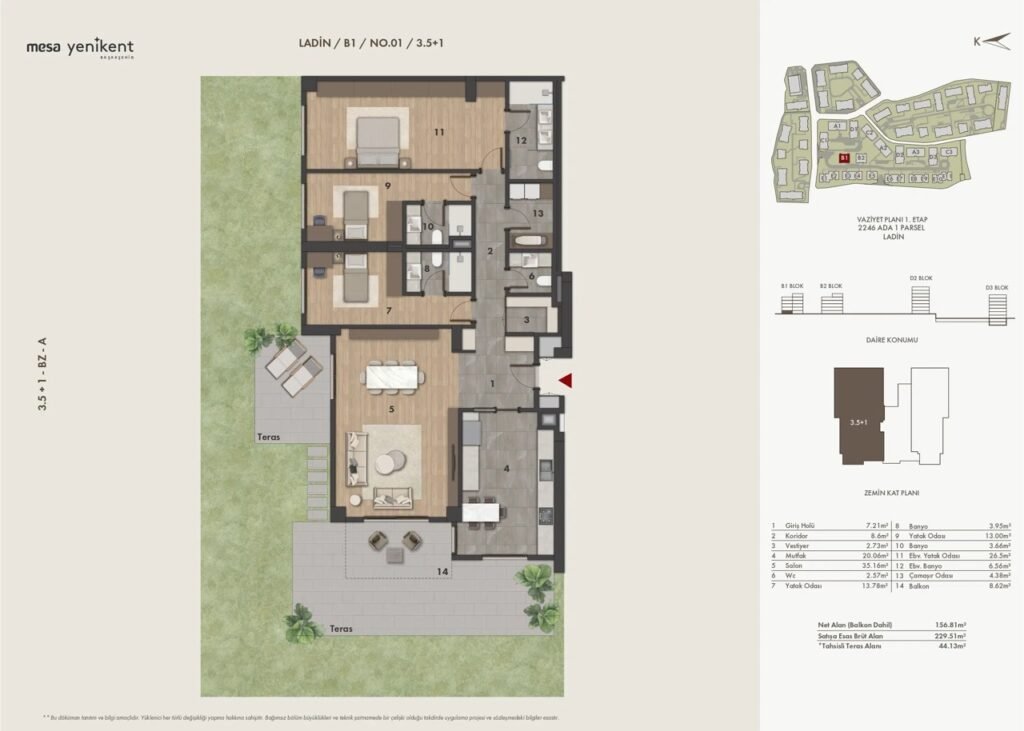 Mesa yenikent floor plan 3.5+1 Large